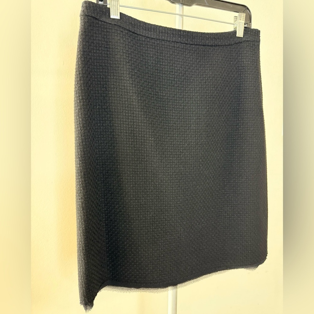 Banana Republic Black wool midi knee length classic preppy waffle knit skirt 8